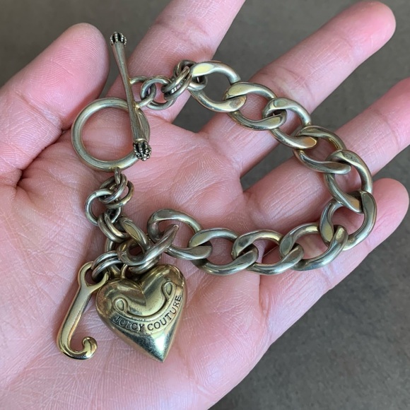 Gold Juicy Couture Chain Toggle Bracelet Jewelry 7.5” - Picture 1 of 6